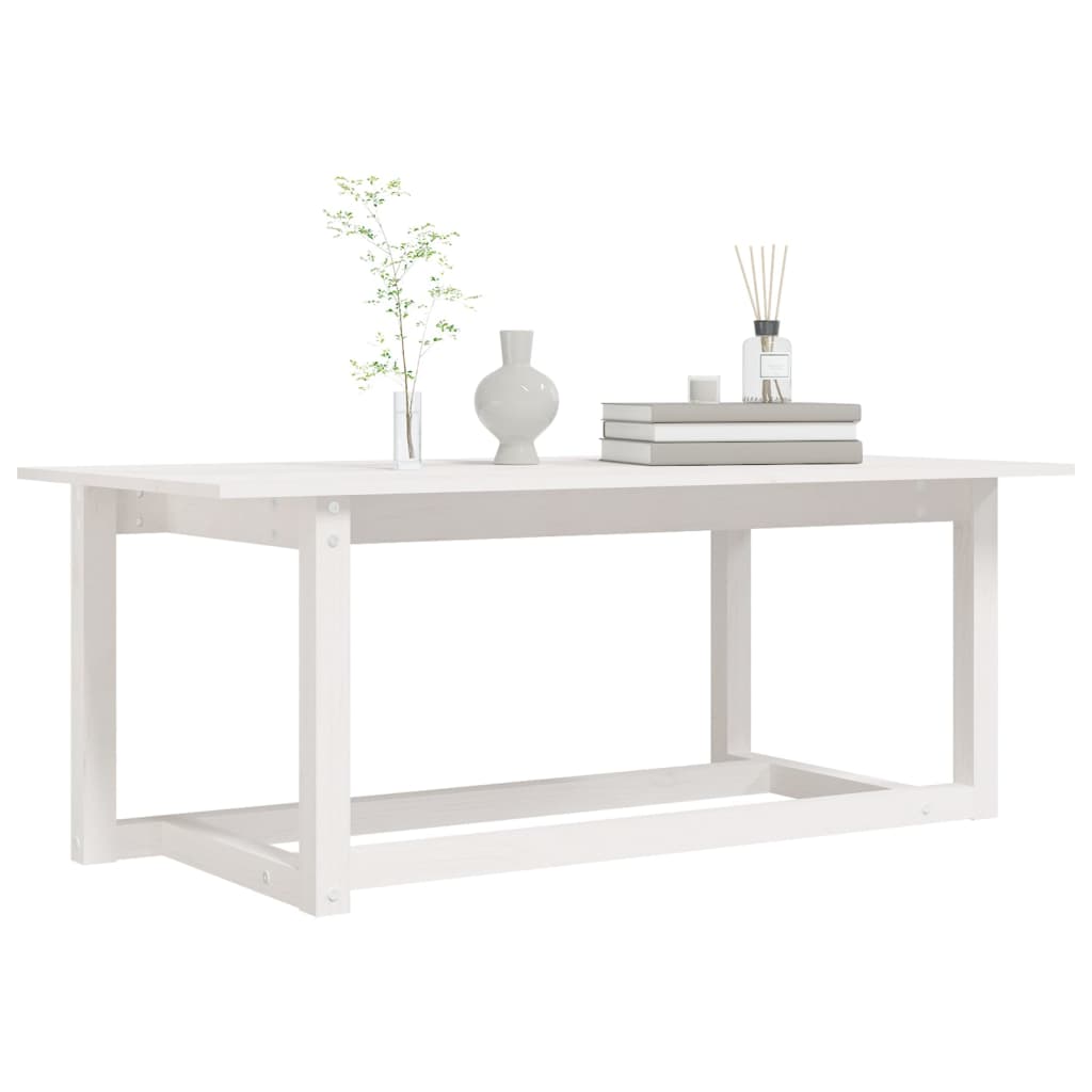 Tavolino da Salotto Bianco 110x55x45 cm Legno Massello di Pino | homemem39
