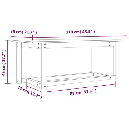 Tavolino da Salotto Grigio 110x55x45 cm Legno Massello di Pino | homemem39
