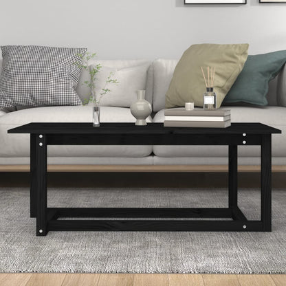 Tavolino da Salotto Nero 110x55x45 cm Legno Massello di Pino | homemem39