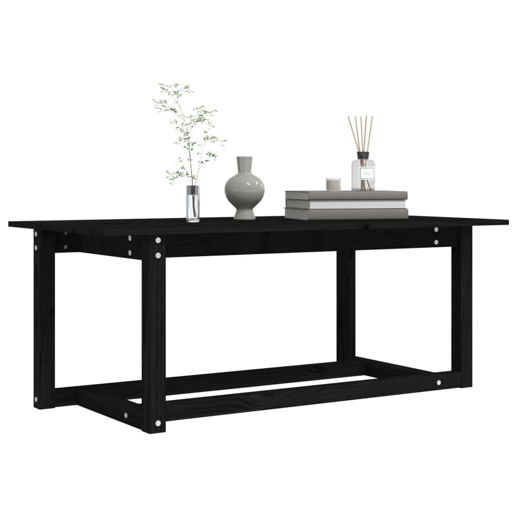 Tavolino da Salotto Nero 110x55x45 cm Legno Massello di Pino | homemem39