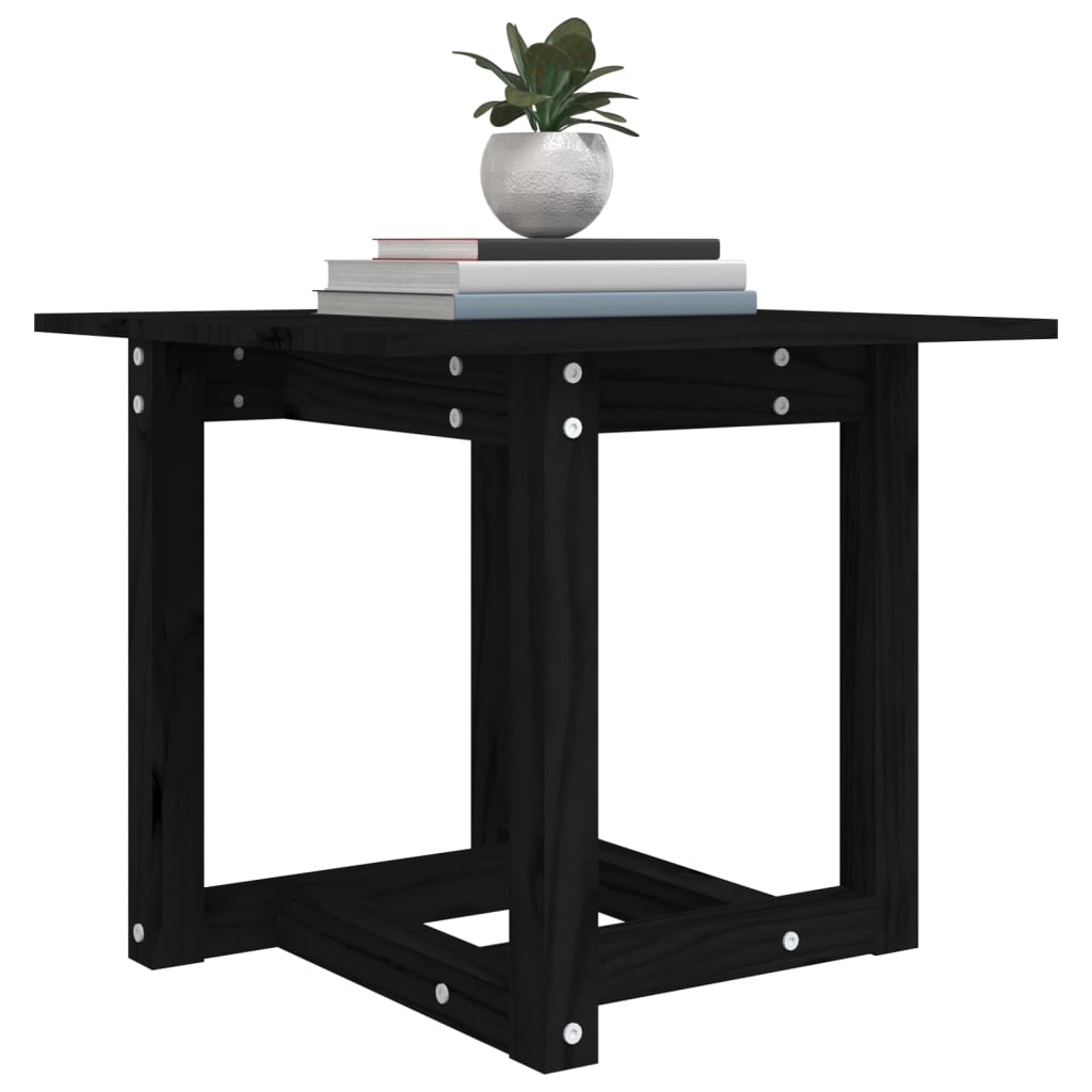 Tavolino da Salotto Nero 50x50x45 cm Legno Massello di Pino | homemem39