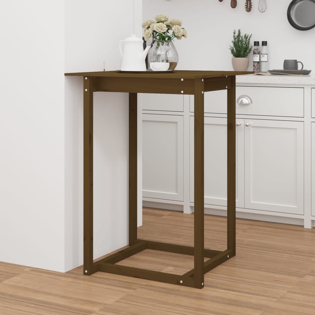 Tavolo da Bar Ambra 80x80x110 cm in Legno Massello di Pino - homemem39