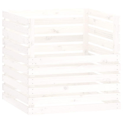 Compostiera Bianca 80x80x78 cm in Legno Massello di Pino - homemem39