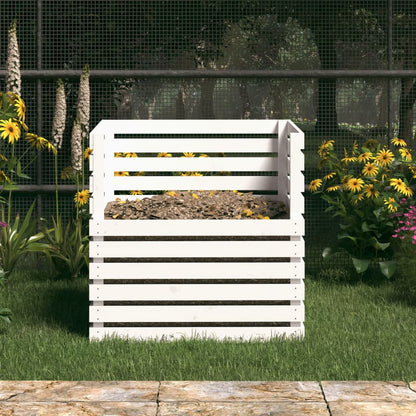 Compostiera Bianca 80x80x78 cm in Legno Massello di Pino - homemem39