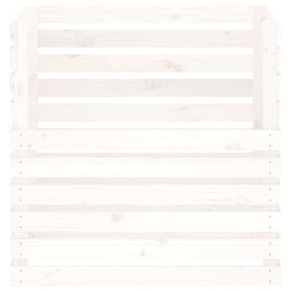 Compostiera Bianca 80x80x78 cm in Legno Massello di Pino - homemem39