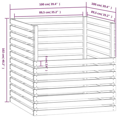 Compostiera Bianca 100x100x102 cm in Legno Massello di Pino - homemem39