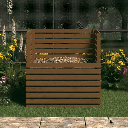 Compostiera Marrone Ambra 100x100x102 cm Legno Massello di Pino - homemem39