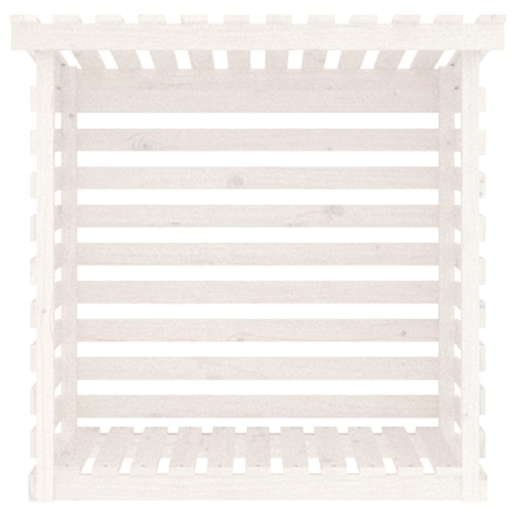 Portalegna Bianco 108x73x108 cm in Legno Massello di Pino - homemem39