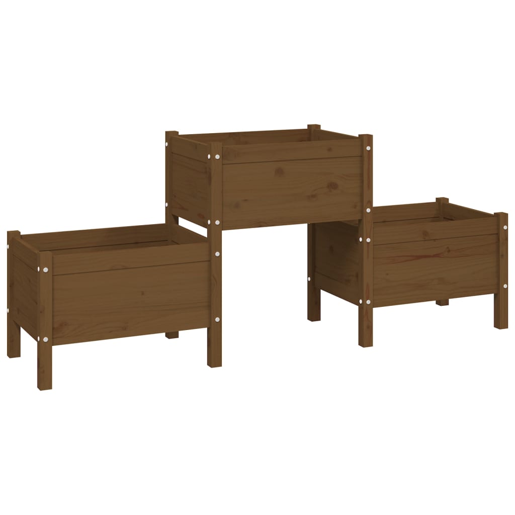 Fioriera Marrone Ambra 178,5x44x75 cm in Legno Massello di Pino - homemem39