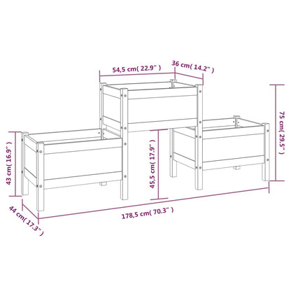 Fioriera Marrone Ambra 178,5x44x75 cm in Legno Massello di Pino - homemem39