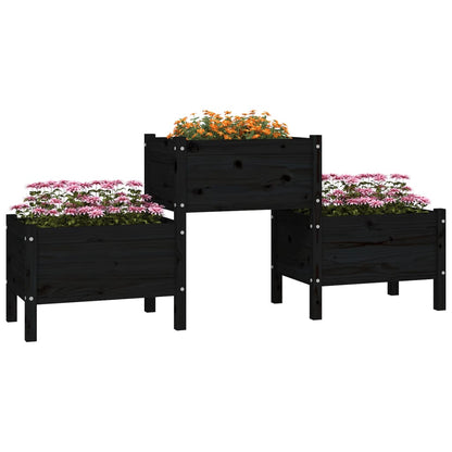 Fioriera Nera 178,5x44x75 cm in Legno Massello di Pino | homemem39