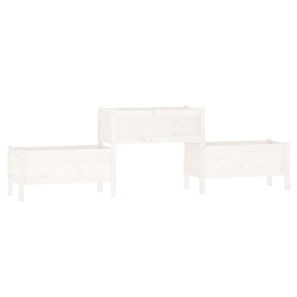 Fioriera Bianca 245,5x44x75 cm in Legno Massello di Pino - homemem39