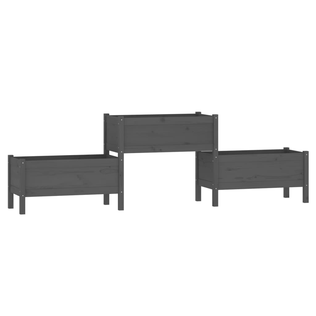 Fioriera Grigia 245,5x44x75 cm in Legno Massello di Pino | homemem39