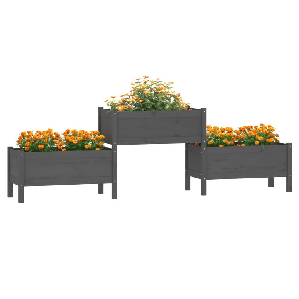 Fioriera Grigia 245,5x44x75 cm in Legno Massello di Pino | homemem39