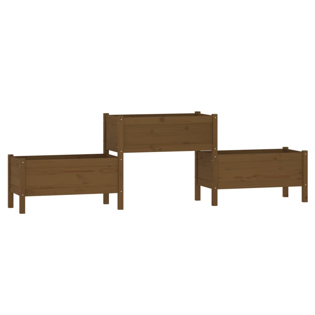 Fioriera Marrone Ambra 245,5x44x75 cm in Legno Massello di Pino - homemem39