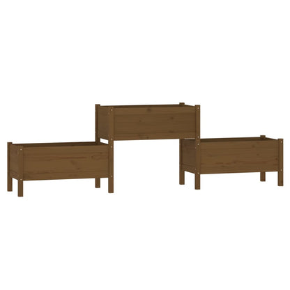 Fioriera Marrone Ambra 245,5x44x75 cm in Legno Massello di Pino - homemem39