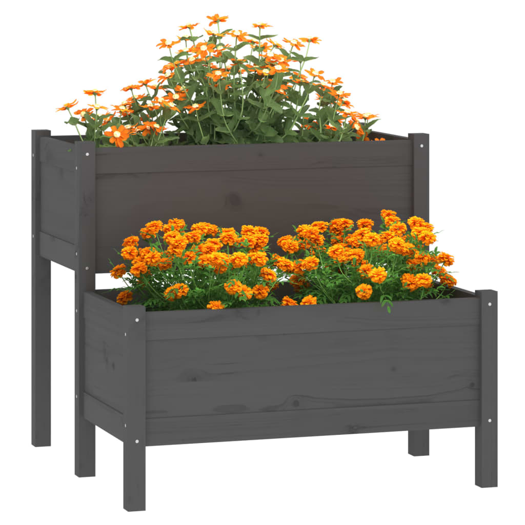 Fioriera Grigia 84,5x84x75 cm in Legno Massello di Pino - homemem39