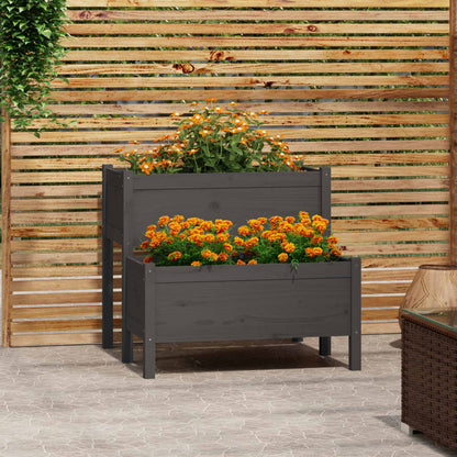 Fioriera Grigia 84,5x84x75 cm in Legno Massello di Pino - homemem39