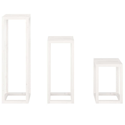 Set Supporti per Piante 3 pz Bianco in Legno Massello di Pino - homemem39