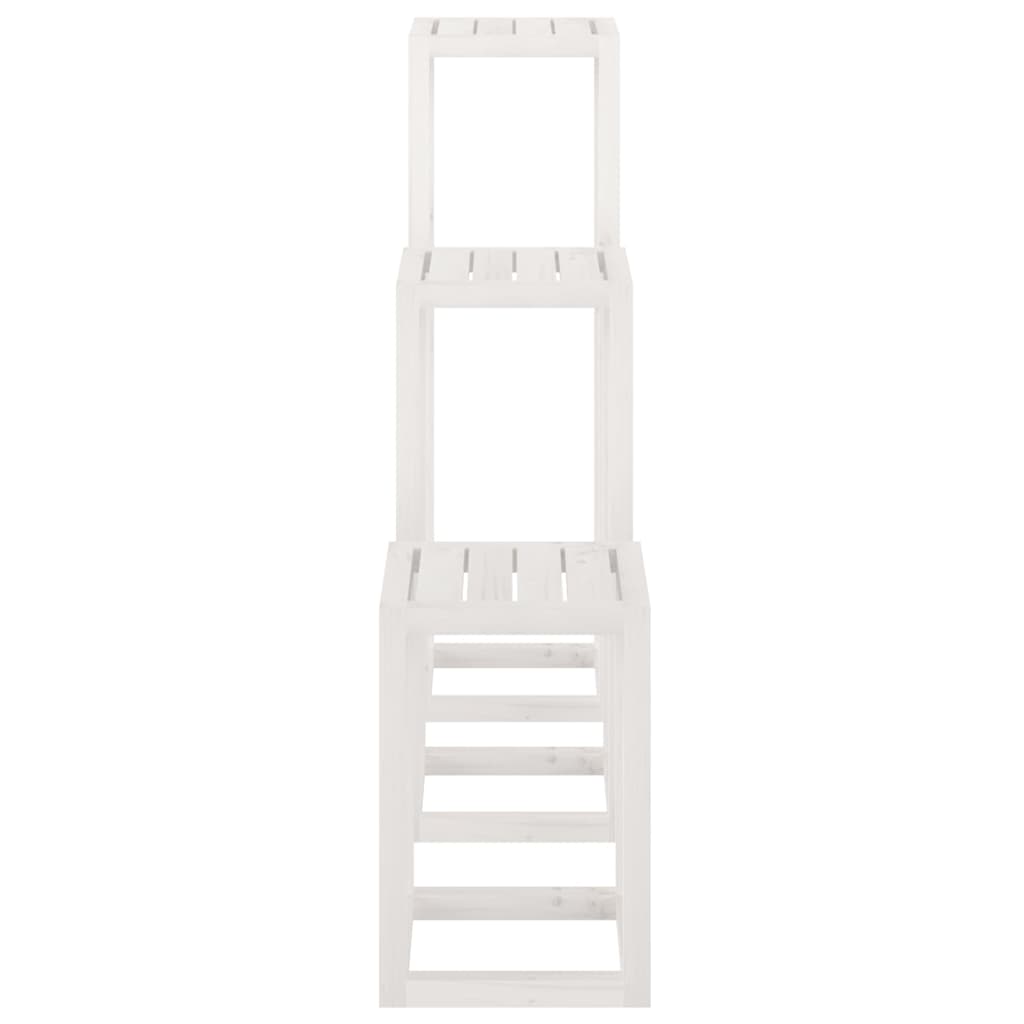 Set Supporti per Piante 3 pz Bianco in Legno Massello di Pino