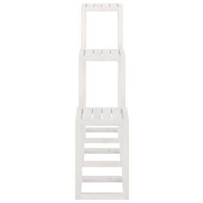 Set Supporti per Piante 3 pz Bianco in Legno Massello di Pino