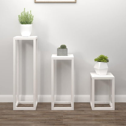 Set Supporti per Piante 3 pz Bianco in Legno Massello di Pino