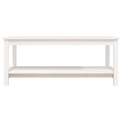 Tavolino da Salotto Bianco 110x55x45 cm Legno Massello di Pino