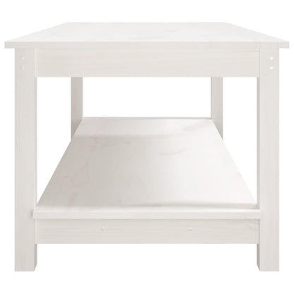 Tavolino da Salotto Bianco 110x55x45 cm Legno Massello di Pino