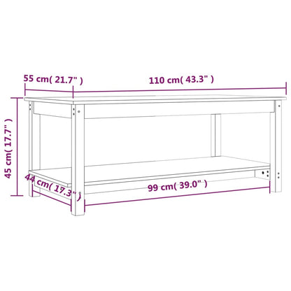 Tavolino da Salotto Bianco 110x55x45 cm Legno Massello di Pino