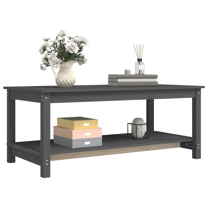 Tavolino da Salotto Grigio 110x55x45 cm Legno Massello di Pino