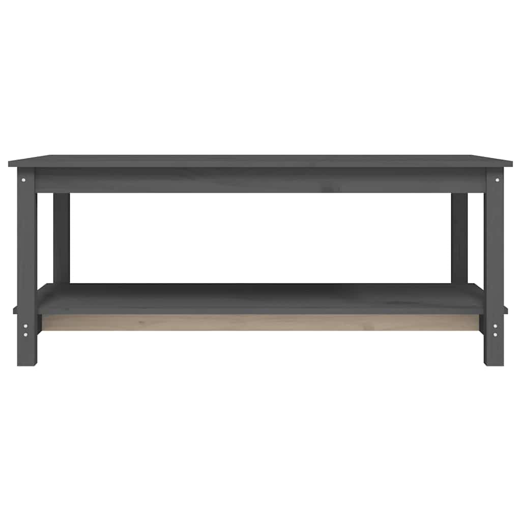 Tavolino da Salotto Grigio 110x55x45 cm Legno Massello di Pino