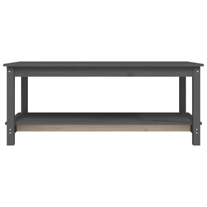 Tavolino da Salotto Grigio 110x55x45 cm Legno Massello di Pino