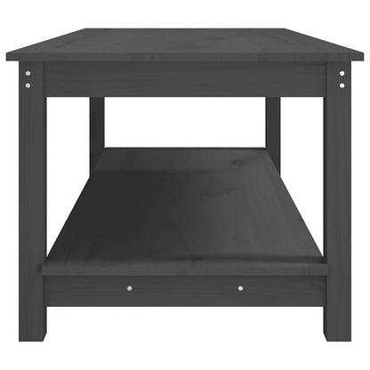 Tavolino da Salotto Grigio 110x55x45 cm Legno Massello di Pino