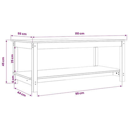 Tavolino da Salotto Grigio 110x55x45 cm Legno Massello di Pino