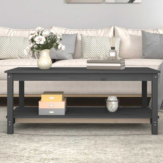 Tavolino da Salotto Grigio 110x55x45 cm Legno Massello di Pino | homemem39
