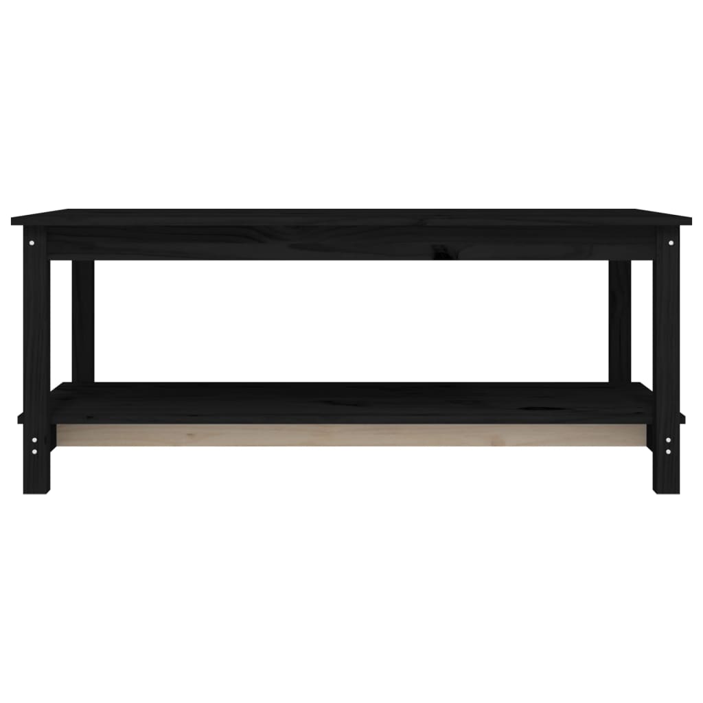 Tavolino da Salotto Nero 110x55x45 cm Legno Massello di Pino