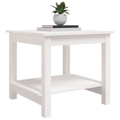 Tavolino da Salotto Bianco 50x50x45 cm Legno Massello di Pino