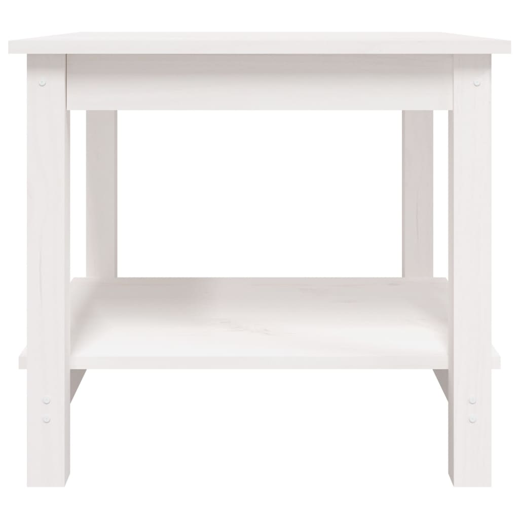 Tavolino da Salotto Bianco 50x50x45 cm Legno Massello di Pino