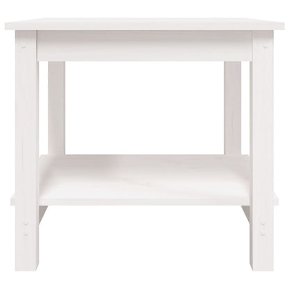 Tavolino da Salotto Bianco 50x50x45 cm Legno Massello di Pino
