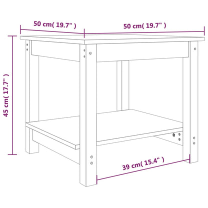 Tavolino da Salotto Bianco 50x50x45 cm Legno Massello di Pino