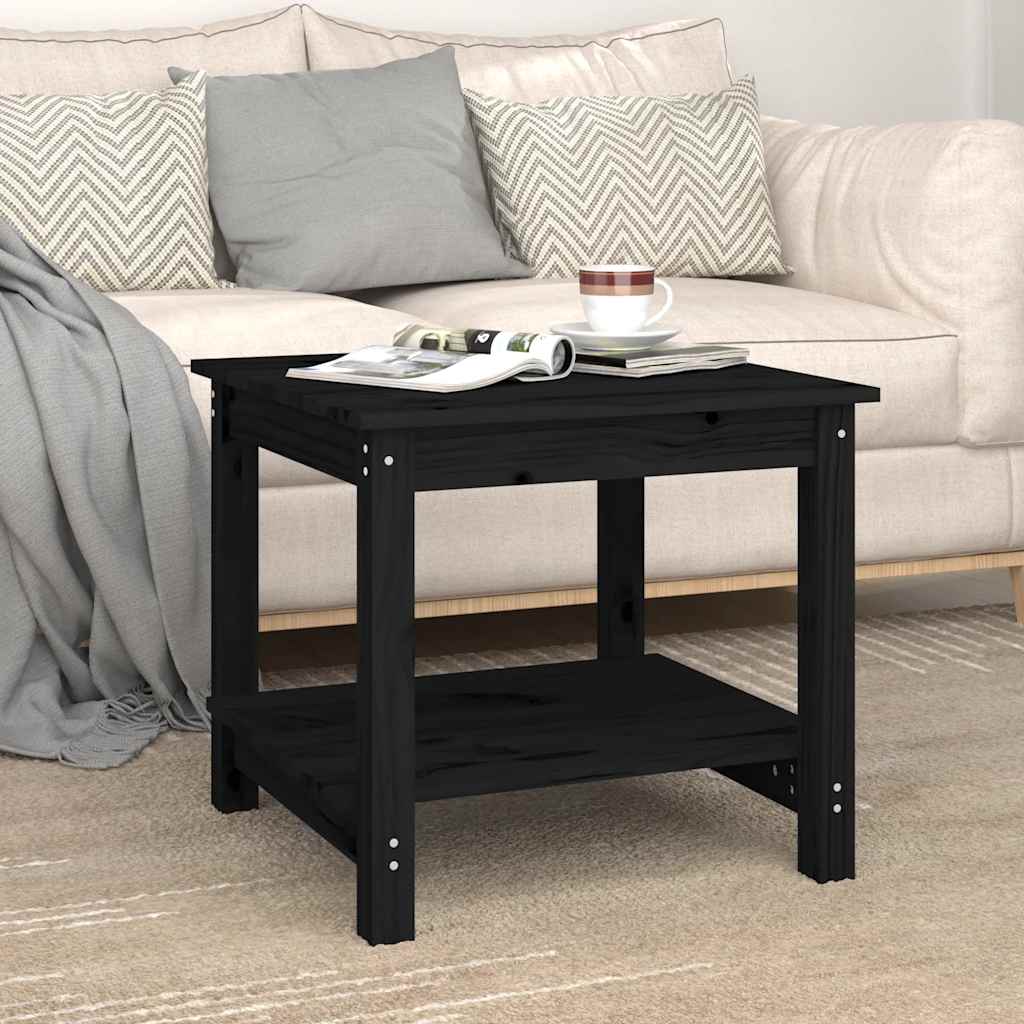 Tavolino da Salotto Nero 50x50x45 cm Legno Massello di Pino | homemem39
