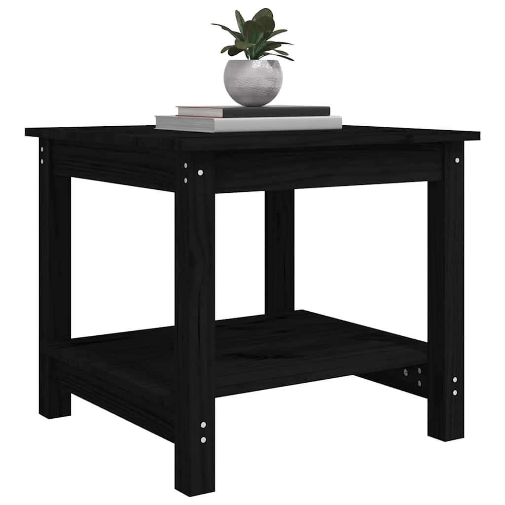 Tavolino da Salotto Nero 50x50x45 cm Legno Massello di Pino