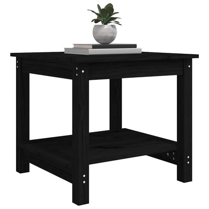 Tavolino da Salotto Nero 50x50x45 cm Legno Massello di Pino