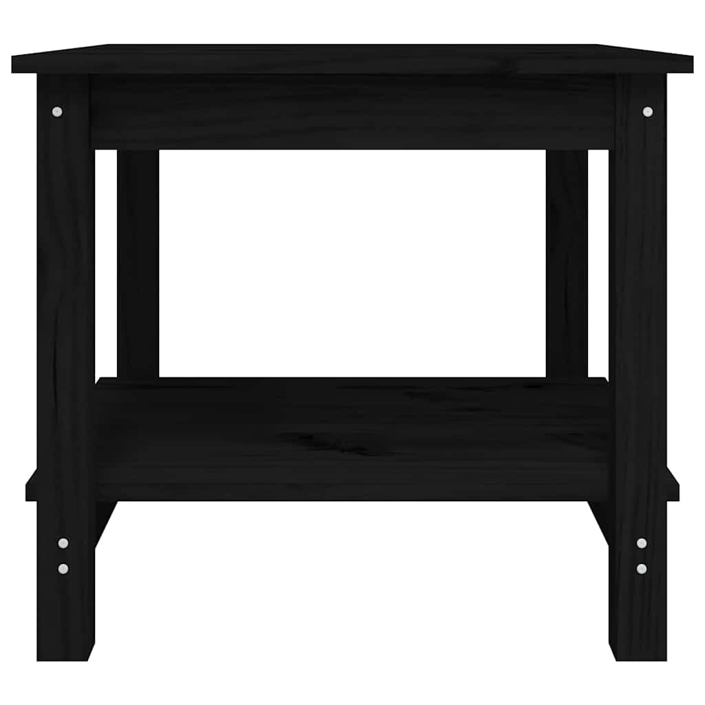 Tavolino da Salotto Nero 50x50x45 cm Legno Massello di Pino
