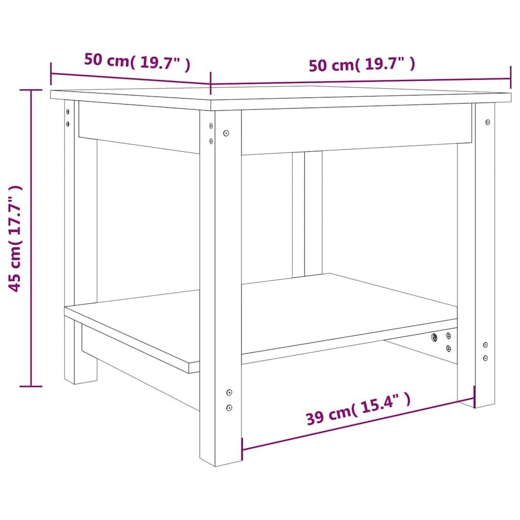 Tavolino da Salotto Nero 50x50x45 cm Legno Massello di Pino