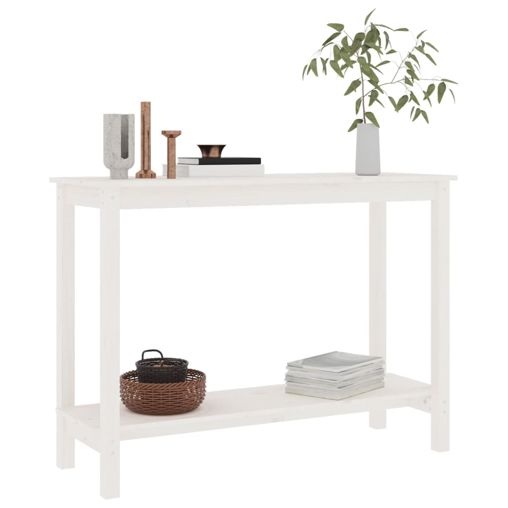 Tavolo Consolle Bianco 110x40x80 cm in Legno Massello di Pino - homemem39