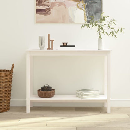 Tavolo Consolle Bianco 110x40x80 cm in Legno Massello di Pino - homemem39