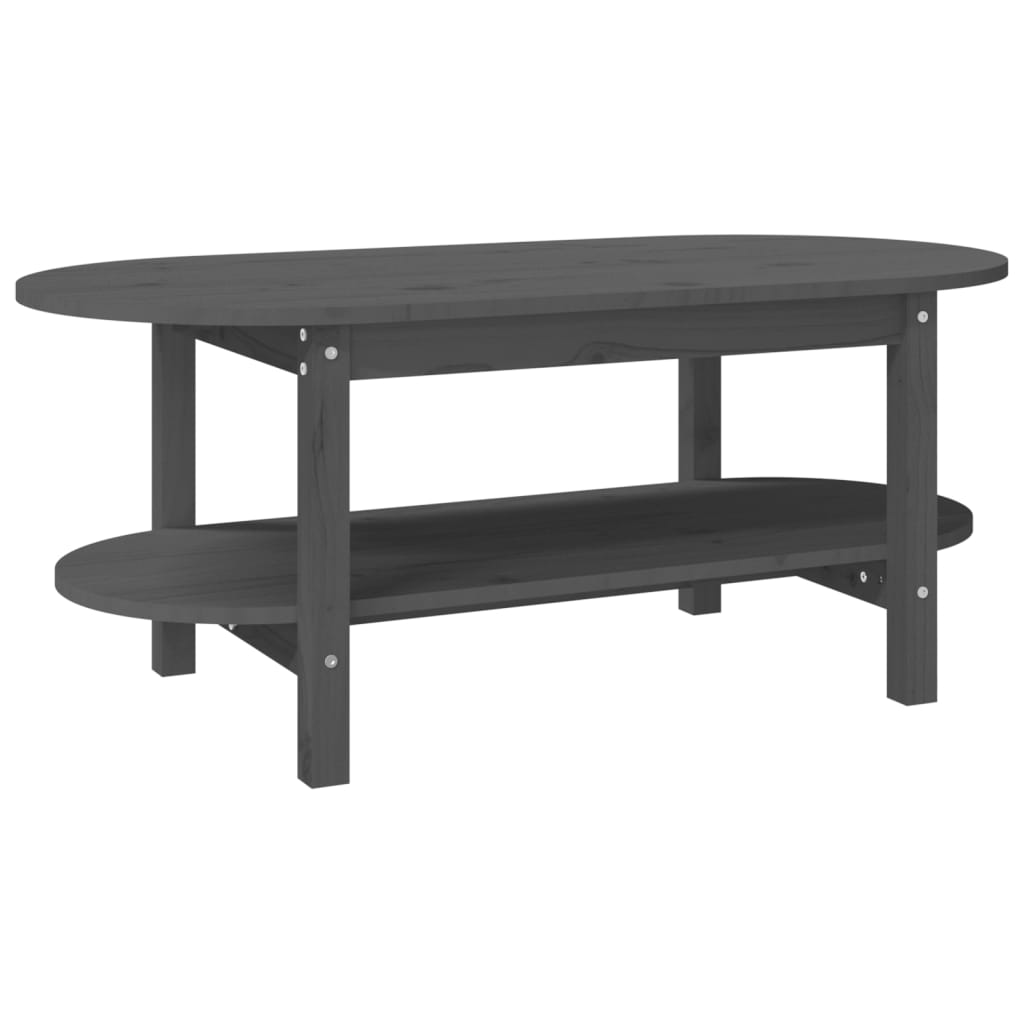 Tavolino da Salotto Grigio 110x55x45 cm Legno Massello di Pino | homemem39