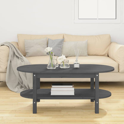 Tavolino da Salotto Grigio 110x55x45 cm Legno Massello di Pino | homemem39