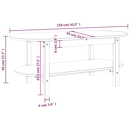 Tavolino da Salotto Grigio 110x55x45 cm Legno Massello di Pino | homemem39